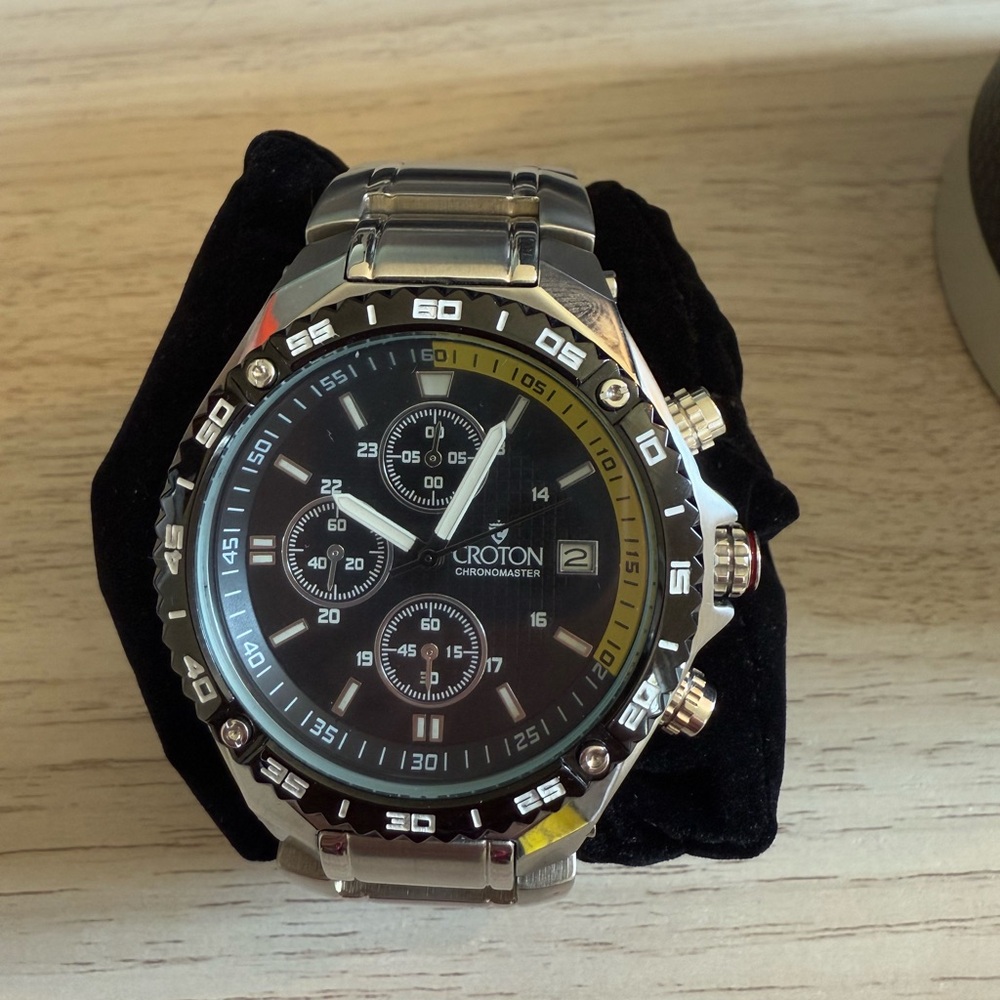 Croton Chronomaster Black and Yellow Watch